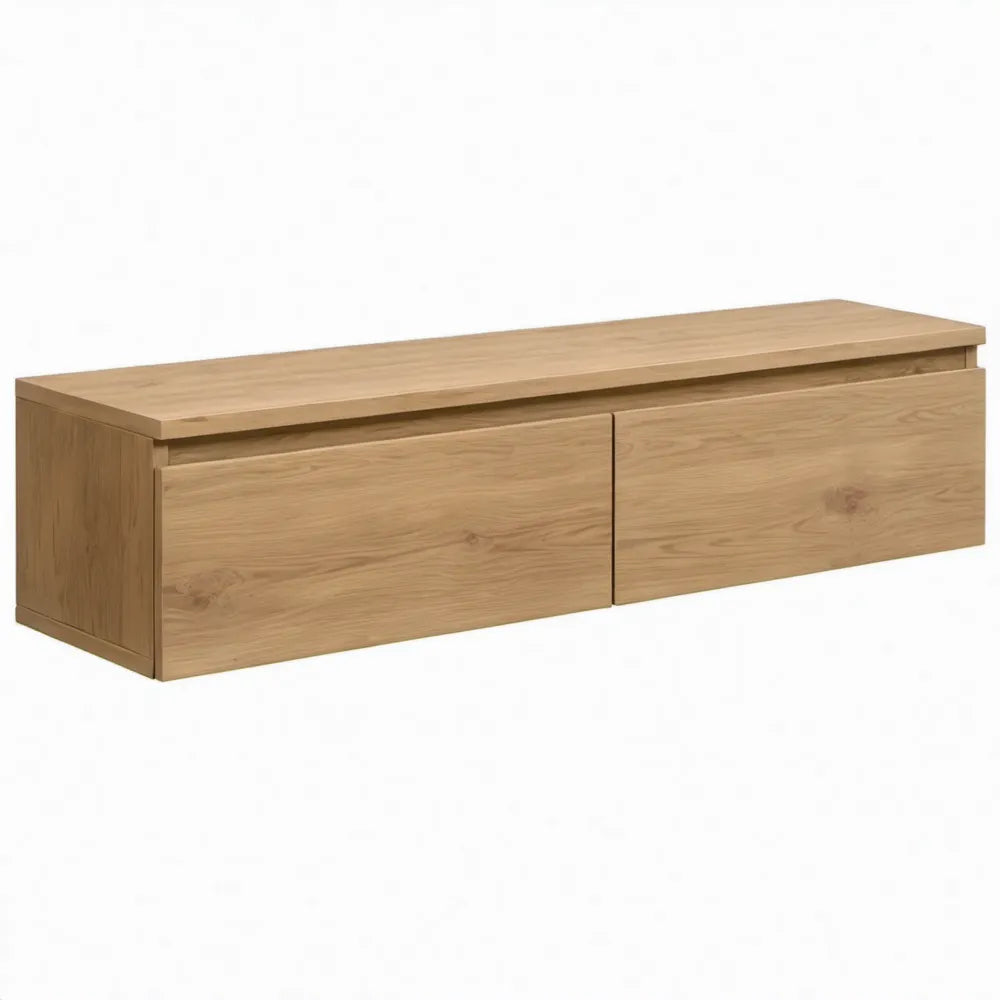Massief eikenhouten meubel met 2 lades 180 x 45 x 45 cm naturel eiken