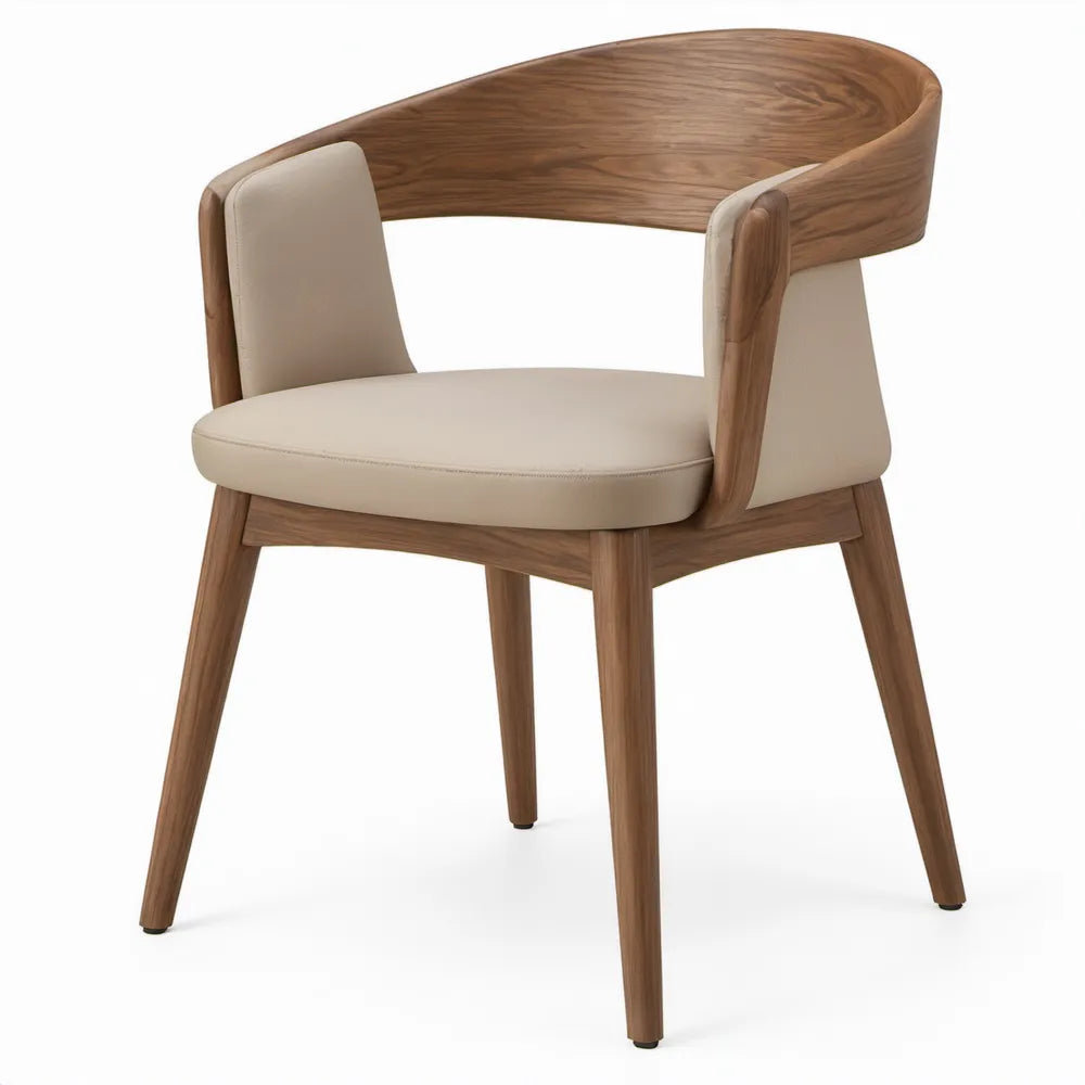 Eetkamerstoel met armleuningen 58 x 58 x 78 cm – Beige/Walnootbruin