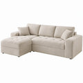 Beige hoekbank met chaise longue links, 250 x 160 x 85 cm, polyester