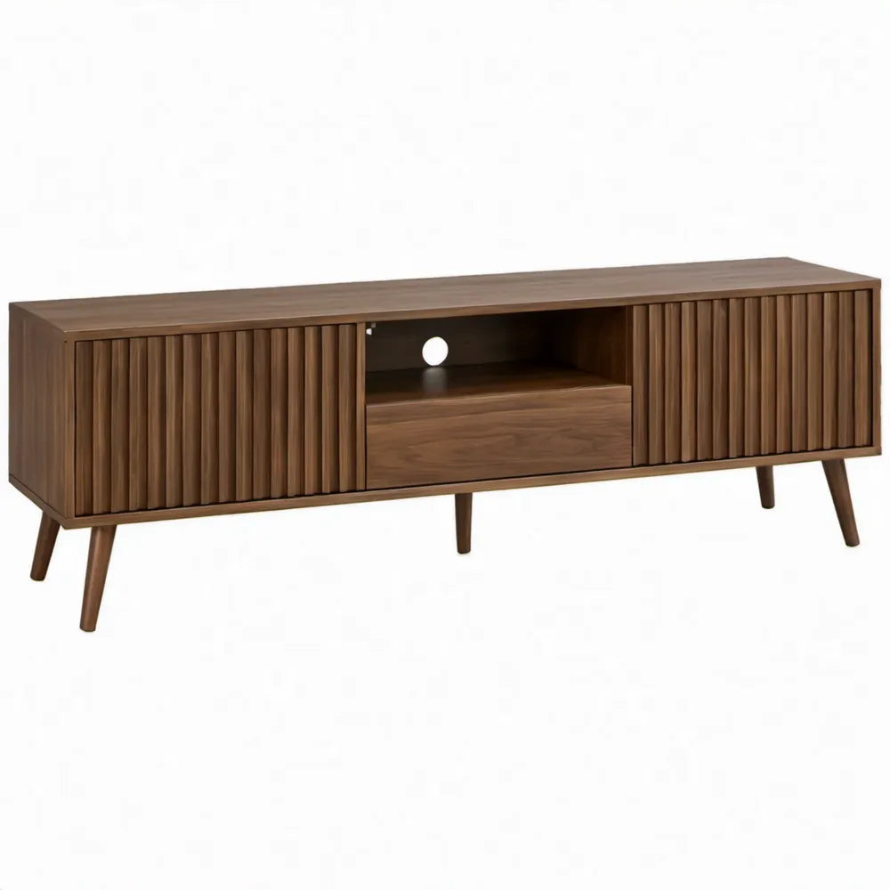 TV-meubel met schuifdeuren en lade, 180 x 40 x 60 cm, walnootbruin
