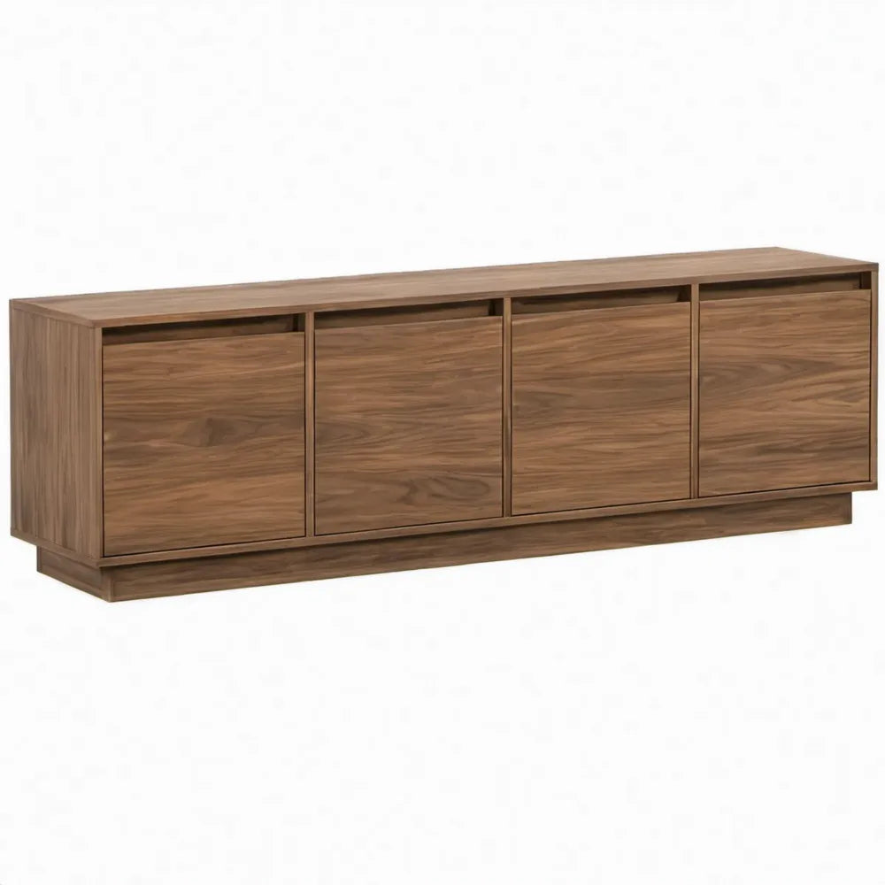 TV-meubel met 4 greeploze deuren, 180 x 40 x 60 cm, walnootbruin